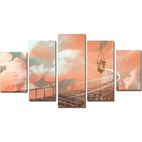 Wall Modular Art Picture Poster Framework Modern Printed 5 Panel Corridor Oil Painting Canvas Home Decor For Living Room