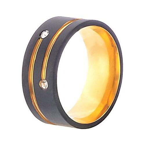 Stainless Steel Black Gold Mens Finger Ring Jewelry Gift Stone Punk Rock Men Rings Jewellery Gift For Him