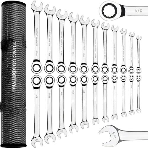 22PCS 72 Teetht Spanner Universal Ratcheting Combination Wrench Set,1/4″ to 3/4″ & 6-18mm Car Repair Tools,Chrome Vanadium Steel
