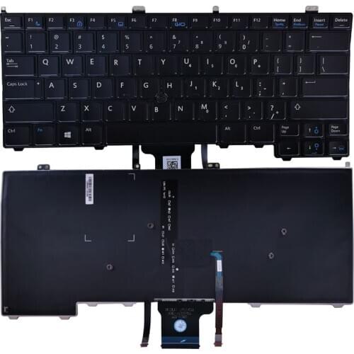New US Laptop Keyboard For Dell Latitude E7440 E7240 Black US Keyboard with Mouse Pointer backlight