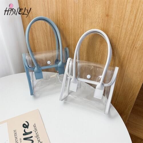 New Fashion PVC Beach Handbags Ladies Womens Waterproof Transparent Tote Purse Female Summer Jelly Crossbody Bags Messenger