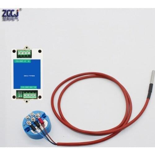 0-50'C PT100 temperature transmitter with RS485 communication with PT100 sensor thermal resistance