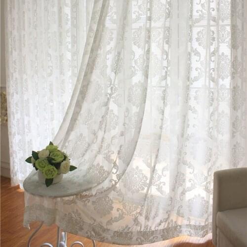 European Thicken Flocking Lace Sheer Curtain for Living Room Patio Half-Shading Screens Window Drapes Room Divider zh505D