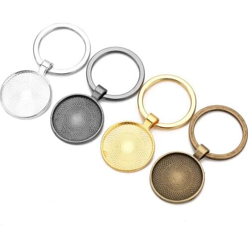 2pcs Blank Cabochon Base Fit 25mm 30mm Glass Cabochon Cameo Round Pendants Settings Keychain Findings For Diy Jewelry Making