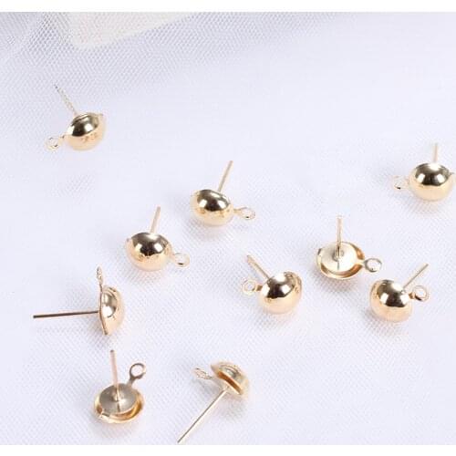 20pair/lot Hanging Stud Earrings Pins With Loop Hook Block Ear Clip Diy Findings For Jewelry Making Components Gold Color Plated