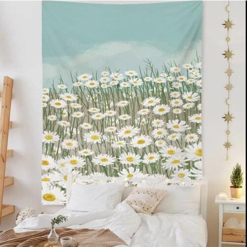 Nordic beautiful flowers ins personality minimalist art Living room home decoration Green plant tapestries Tapiz flower murals