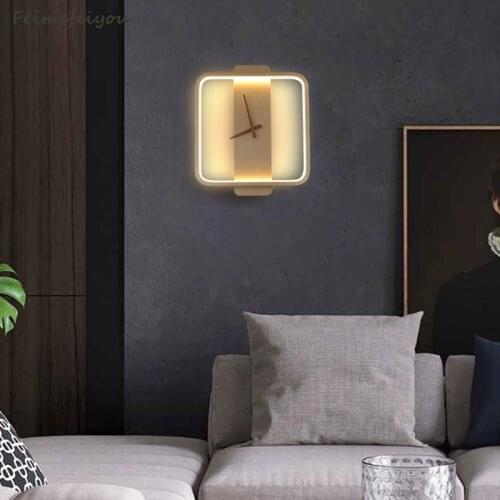 Nordic minimalist clock wall lamp bedroom bedside living room TV background wall lamp corridor aisle wall decoration lamp