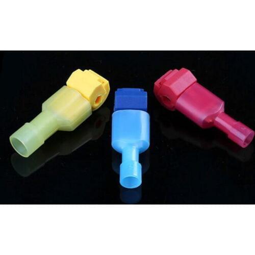50pcs 100pcs Splice T-type 3 color Cable Terminals Line Branch Free Break Line Main Wiring Clip Connector Crimp