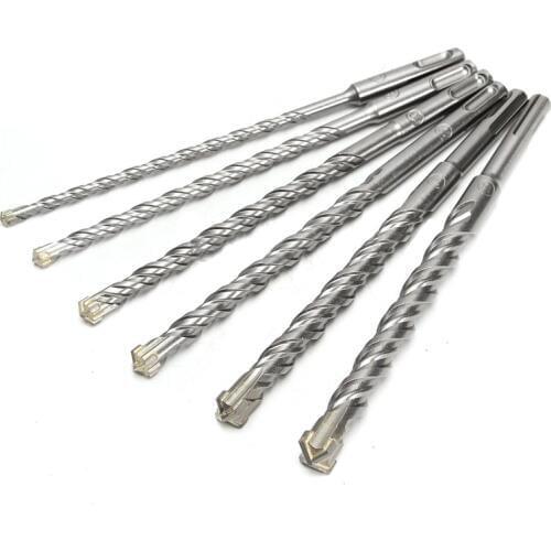 6pcs 210mm 6/8/10/12/14/16mm SDS Plus Crosshead Twin spiral Hammer Drill Bits Twist Electric Hammer Round Shank Drill Bit