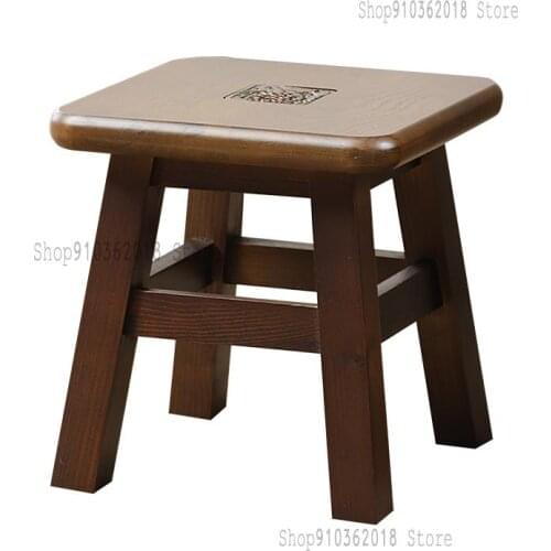 Solid Wood Stool Household American Retro Bench Dining Stool Simple Dining Table Stool Childrens Small Stool Chair Shoe Replace