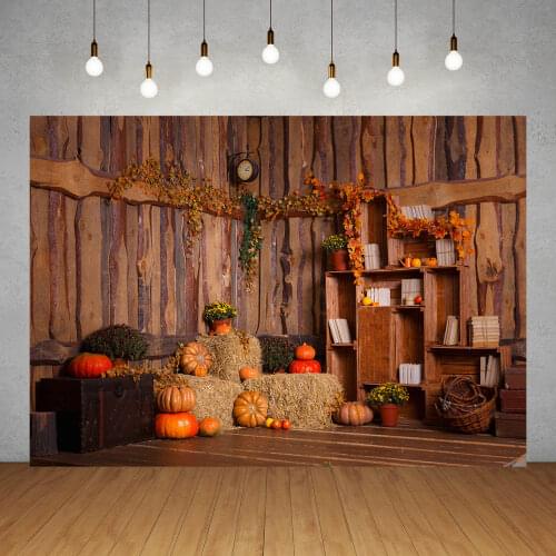 Halloween Wooden Barn Haystack Pumpkins Photography Backdrops Vinyl Backgrounds for Photo Studio Children Baby Shower Photophone