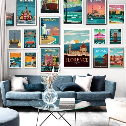 Japan London Famous City Vintage Poster Wall Art Canvas Painting Nordic Posters And Prints Wall Pictures For Living Room Decor