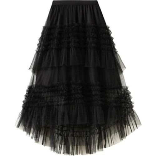 Women Multilayer Sexy Floral Lace Tulle Pleated Skirt Showgirl Party Dance Skirts Match Corset Skirt Ruffly Plus Size Clothes