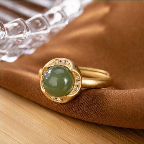 Uglyless Luxury Natural Gemstones Agate Jade Rings for Women Clover Design Open Rings Real 925 Silver Crystals Finger Ring Gold