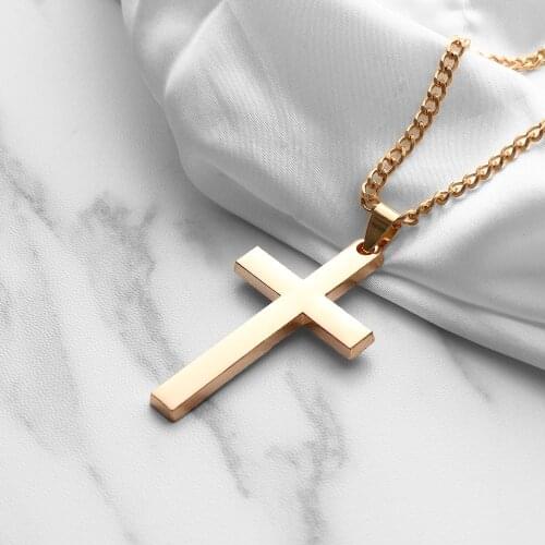 1PC Men Cross Pendant Necklace Stainless Steel Gold/Silver Plated Link Chain Charm Alloy Necklace Fashion Jewelry Hot Sale