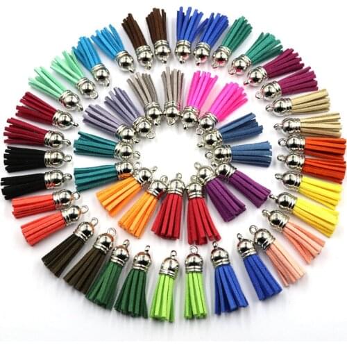 100pcs 35-37mm Faux Suede Leather Tassel Pendants DIY Handmade Garment Jewelry Keychain Straps Jewelry Fringe DIY Pendant Charms