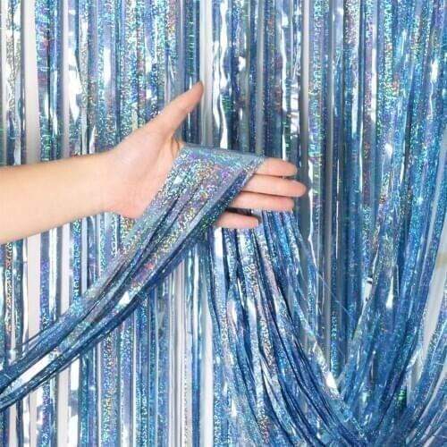 100x100cm Glitter Fringes Metallic Curtain Birthday Party Wedding Backdrop Decor