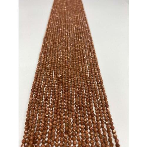 2mm 3mm 4mmGold Sandstone Diamond Faceted Cut Faceted Loose Beads Gold Sand Half Of The Bracelet 38cm