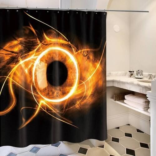 3D Digital Printing Black Eye Makeup Abstract High Quality Shower Curtain Waterproof Polyester Fabric Set with 12pcs Hooks