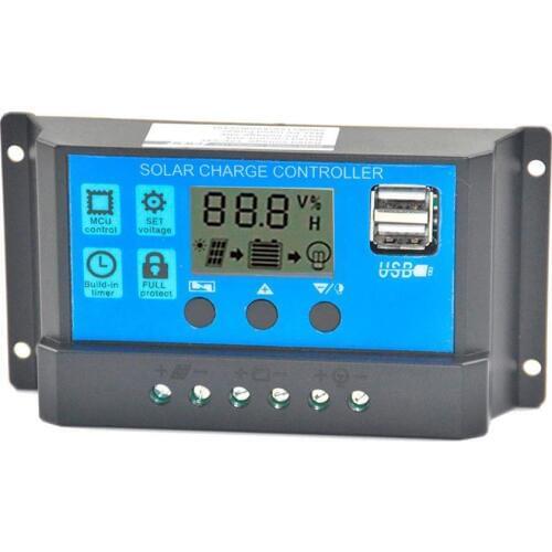 60A Solar Panel Charger Controller Battery Regulator Dual USB LCD Display Solar System Controller 12V/24V Hot Sale