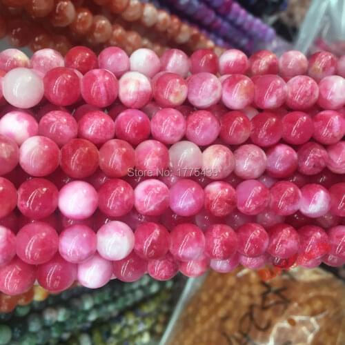 Free Shipping Rose Pink Jadee Beads Round Beads Fashion Jewelry Beads 10mm For Jewelry Making Diy Bracelet Strand 15"