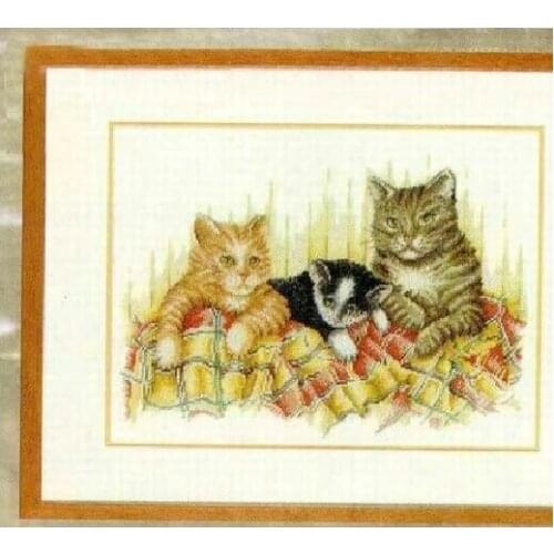 FREE Shipping Top Quality popular counted cross stitch three kittens cats kitties, Lanarte cross stitch set