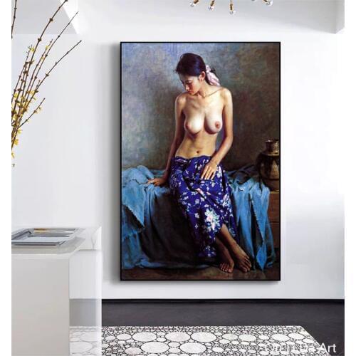 No frame Chinese sexy girl nude woman art prints poster canvas printings copy oil painting printed on canvas wall decor picture