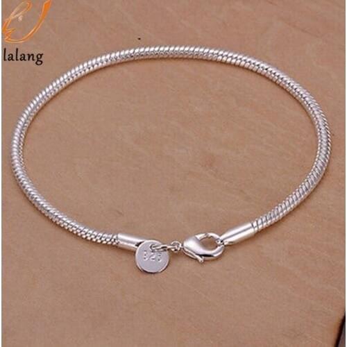 3MM Snake Bones Bracelet Ladies Simple Chain Bracelet Fashion Popular Silver Colour Jewelry Couple Jewelry high-end Gifts