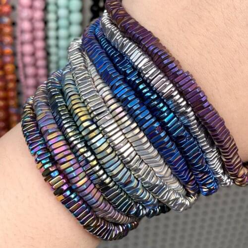 6mm Colorful Hematite Stone Beads Rondelle Smooth Matte Loose Spacer Beads For Jewelry Making Diy Necklace Bracelet Accessories