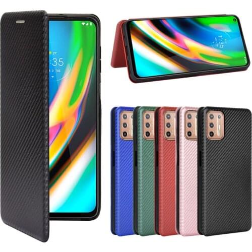 For Motorola Moto G9 Plus Carbon Fiber Flip Magnetic Leather Book Case for For moto g9 plus play Card Holder Wallet phone Cover