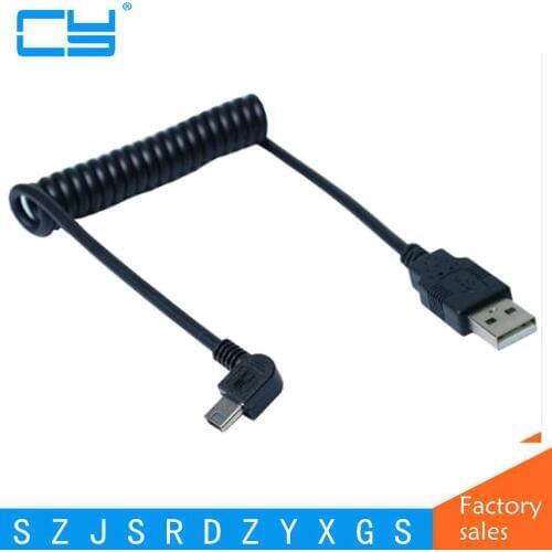 Ferr Shipping 100cm Right Angled 90 degree USB 2.0 Mini Male to A Type Male Stretch Data Cable for SSD