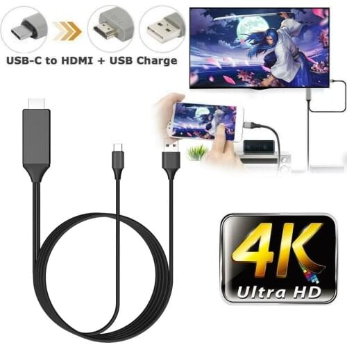 USB + type-C to 4K 60Hz HDMI HDTV Compatible Mirroring Charging for Android Phone to TV Projector HDMI-Adapter Mirroring Cable