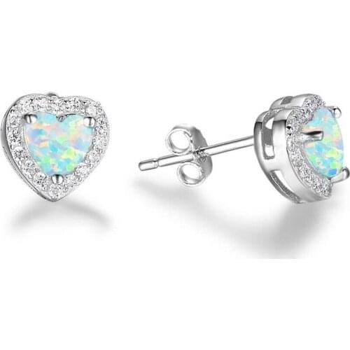 Classic Heart Shape Blue Earrings Jewelry Wedding Party Ear Studs for women
