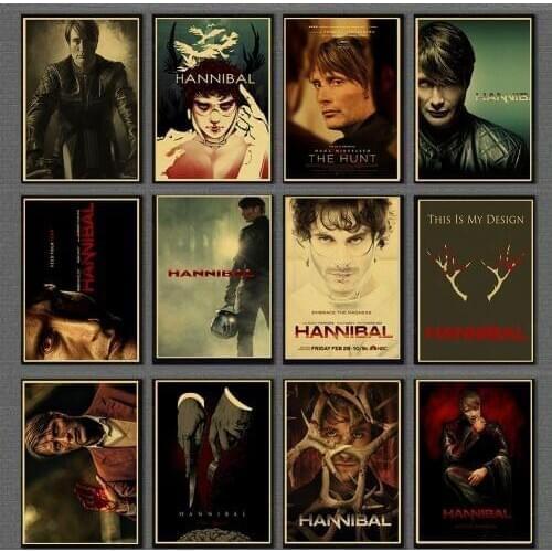 Hot TV series movie Hannibal vintage poster painting horror thriller Halloween painting retro poster for Bar/Home decorative