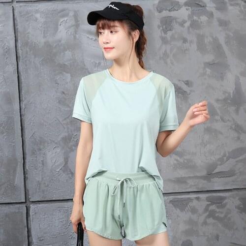 2pcs Women T-Shirt Yoga Set Gym Workout Clothes Sports Set Tracksuit Sportswear Seamless Fitness Set Gym Casual Running Clothes