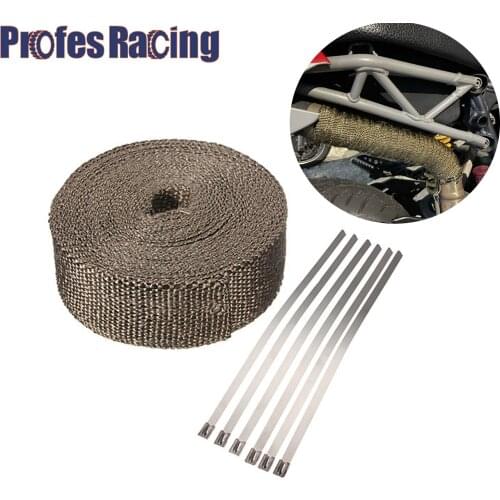 Protection+ 6 Ties Kit Exhaust Pipe Insulat Motorcycle Exhaust Pipe Exhaust Tape Wrap Roll Fiberglass Heat Shield Thermal