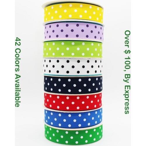 7/8" 22 MM Grosgrain Printed Dots Ribbon Eco-Friendly Wedding DIY Tape Gift Christmas Red 100 YARDS / ROLL 42 Colors