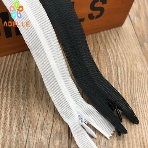 White Black color 40/53/60/70cm Lace Invisible zipper NO.3 long zip/close end for dress skirt DIY free shipping 10pcs