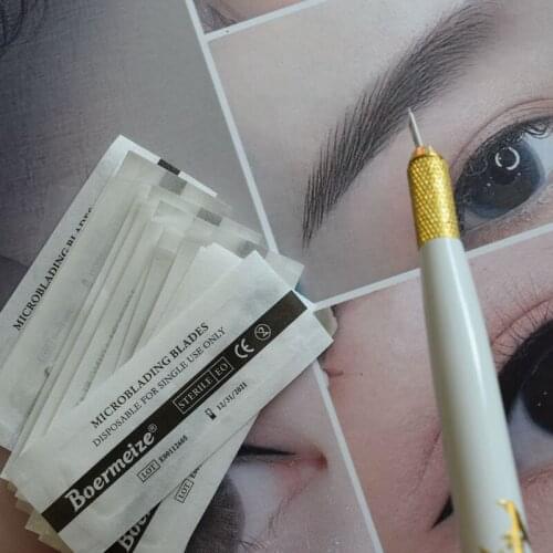 Tattoo Needles Blade Microblanding Mina 14Pins Curved Blades Permanet MakeUp Eyebrow Mircoblading Blades For Manual Tattoo Pen