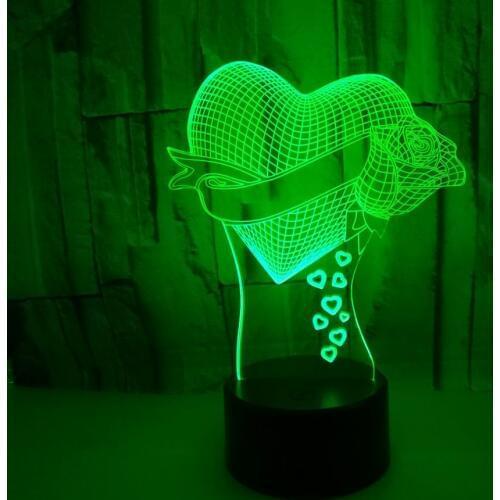 Loving Rose 3d Nightlight Seven Colourful Touch Control Led Visual Table Lamp Gift Decorative Novelty Usb Led Night Light