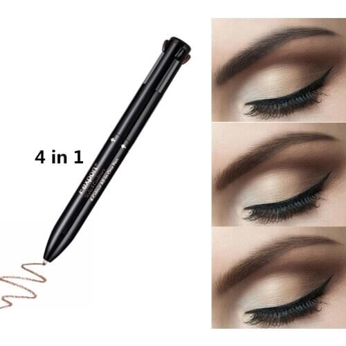 MENOW 4 In 1 Press Type Eyebrow Pencil Liner Powder Cosmetic Waterproof Eyebrow Pen Grey Brush Enhancer Pressed Refills 4 Color