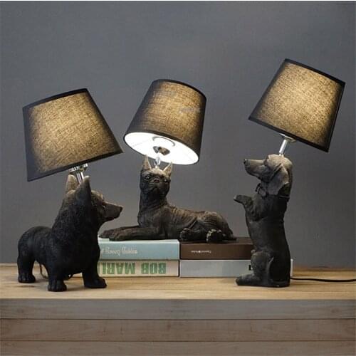 Cute Kids Animals Shape Resin Table Lamp Table Lamps For The Bedroom Bedside Home Deco LED Lights Decoration Study Desk Lamp