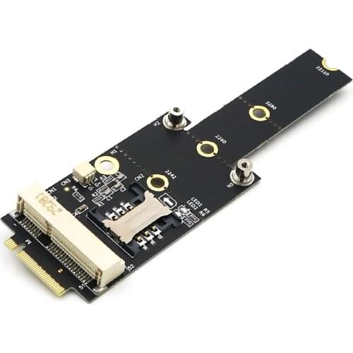 Mini PCI-E to M.2(NGFF ) key M Adapter With SIM card Slot for WiFi/WWAN/LTE Module