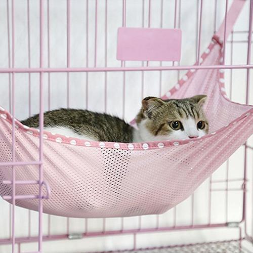 Multifunction Summer Breathable Mesh Cloth Hammock Cage Clasp Hanging Bed for Pet Cat Animal Convient to Use