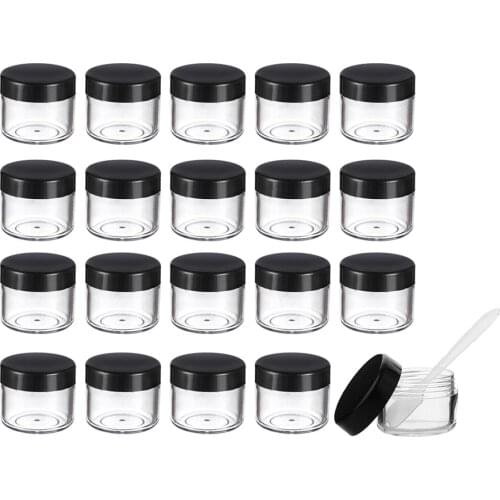 24pcs Round Pot Jars 20 ml/ 0.7 oz Plastic Cosmetic Containers Set with Lid for Liquid Ointments Creams Sample