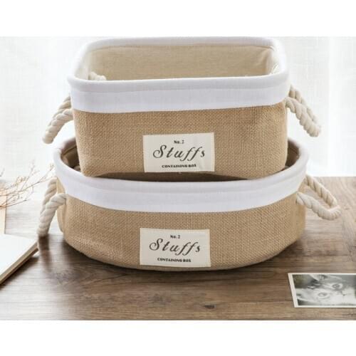 New Fresh printing cotton belt handle the desktop debris storage baskets, small cabinets clothing fabric storage basket WJ922