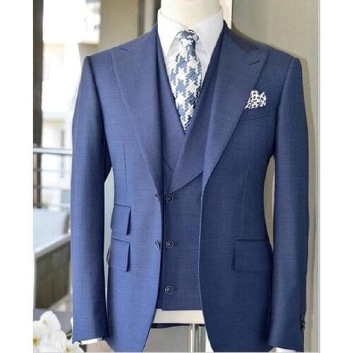 Latest Coat Pant Design Men Suit Slim Fit 3 Piece Tuxedo Prom Wedding Suits Custom Groom Blazer Terno Masculino Jacket+Vest+Pant