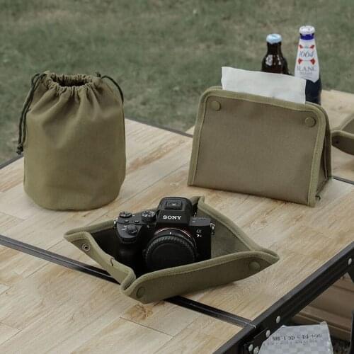 Portable Outdoor Camping Pumping Box Tissue Storage Box Canvas Desktop Car Pumping Box Washing Sundries Storage Bag