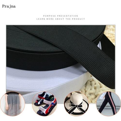Prajna Black White Elastic Band Sewing Clothing Accessories Nylon Webbing Garment Sewing Accessories Couture Crafts Flat 1 meter