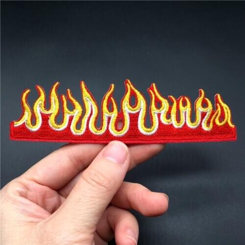 Flame Patch Size: 12.5x3cm Appliques for Clothing Sticker Sew On Patch Stripe for Clothes Ironing Diy Fabric Apparel Garment